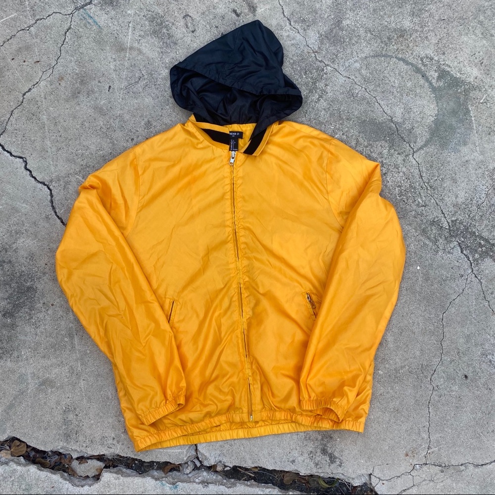 Black and yellow windbreaker jacket